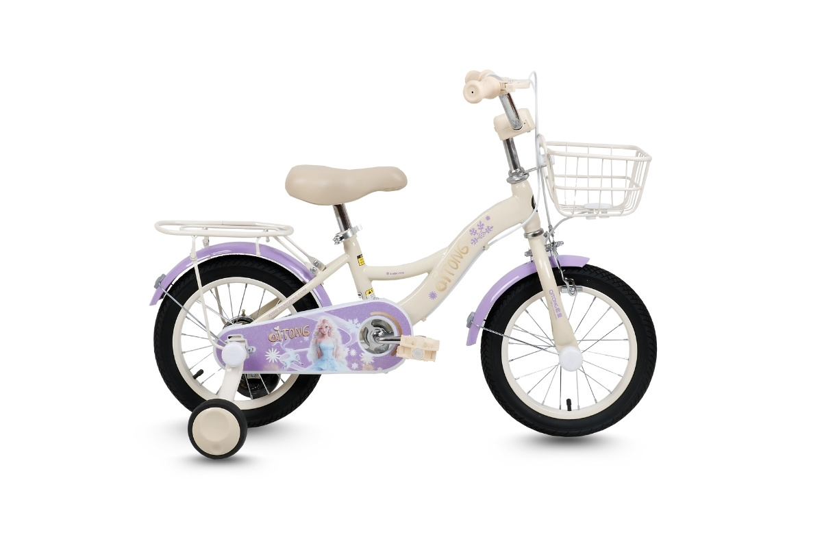 Xe Đạp Trẻ Em Qitong Anna 16 Inch Màu Kem Tím Xe Đạp Trẻ Em Qitong Anna 16 Inch Màu Kem Tím