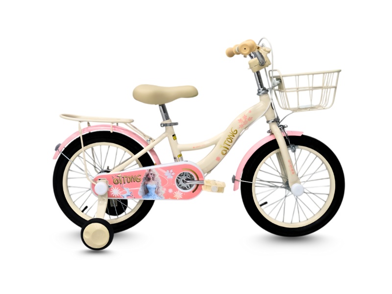 Xe đạp bé gái Qitong Anna 14 inch màu hồng dễ thương